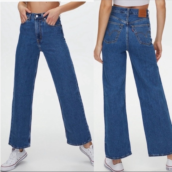 Levi's Denim - Levi’s High Loose Medium Dark Wash Jeans Wide Straight
